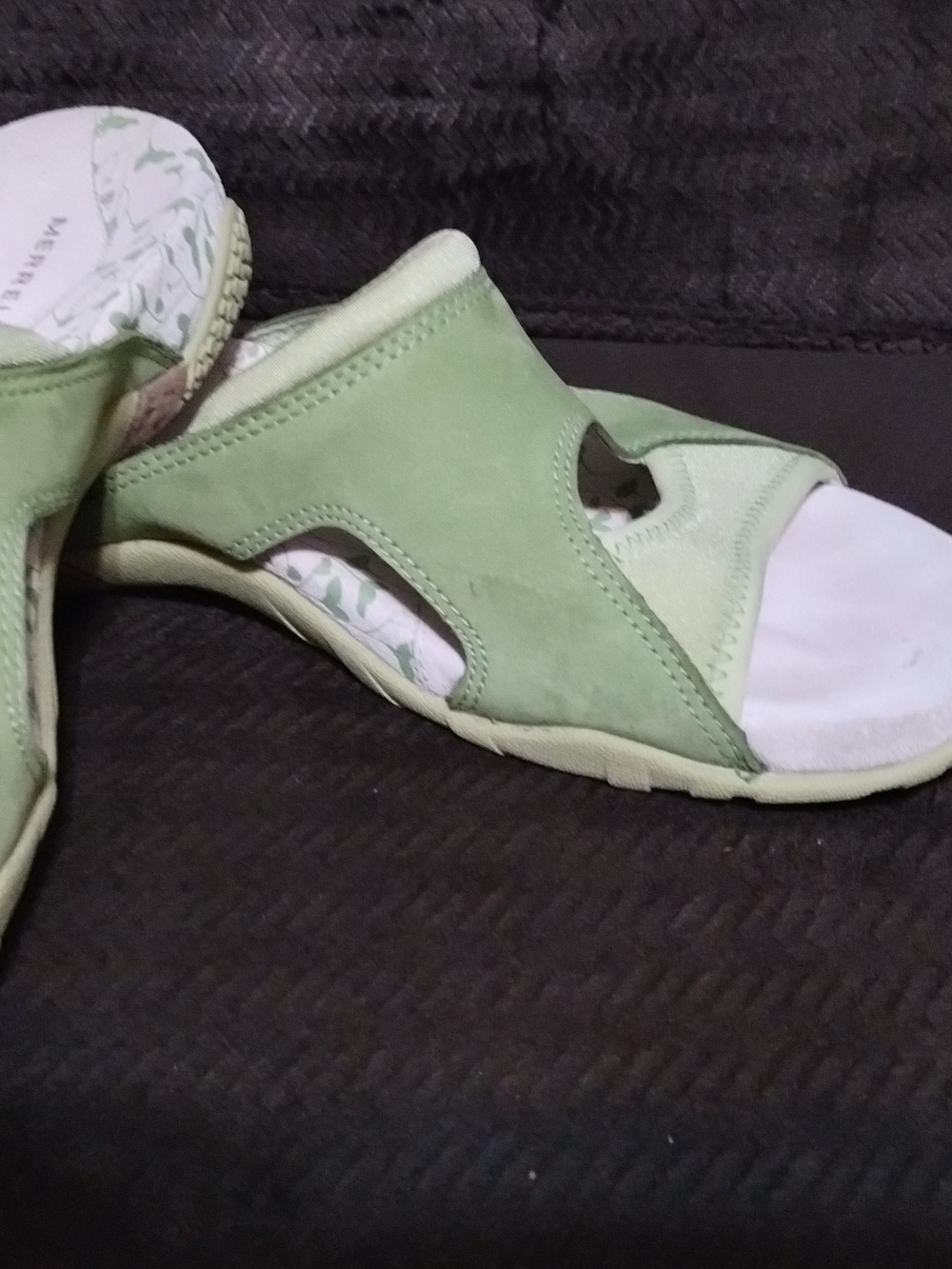 Merrell Light Green Open-Toe Slide Sandals - Picture 3 of 4